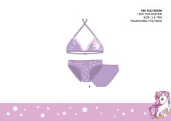   Unikornis kétrészes fürdőruha kislányoknak - bikini háromszög felsőrésszel - világoslila - 98