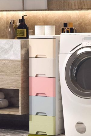 Guruló fiókos játéktároló szekrény 5 részes, pasztel 18x32x83 cm