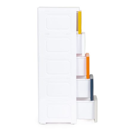 Guruló fiókos játéktároló szekrény 5 részes, élénk 18x32x83 cm