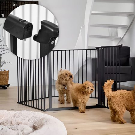 Biztonsági korlát 5 paneles 60 cm fém fekete