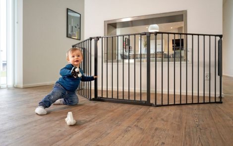 Biztonsági korlát 5 paneles 60 cm fém fekete