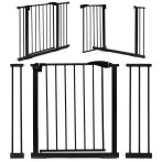   Biztonsági korlát 74-105 cm lépcsőkhöz és ajtókhoz fémből és fából fekete