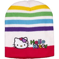 Hello Kitty csíkos-törtfehér sapka